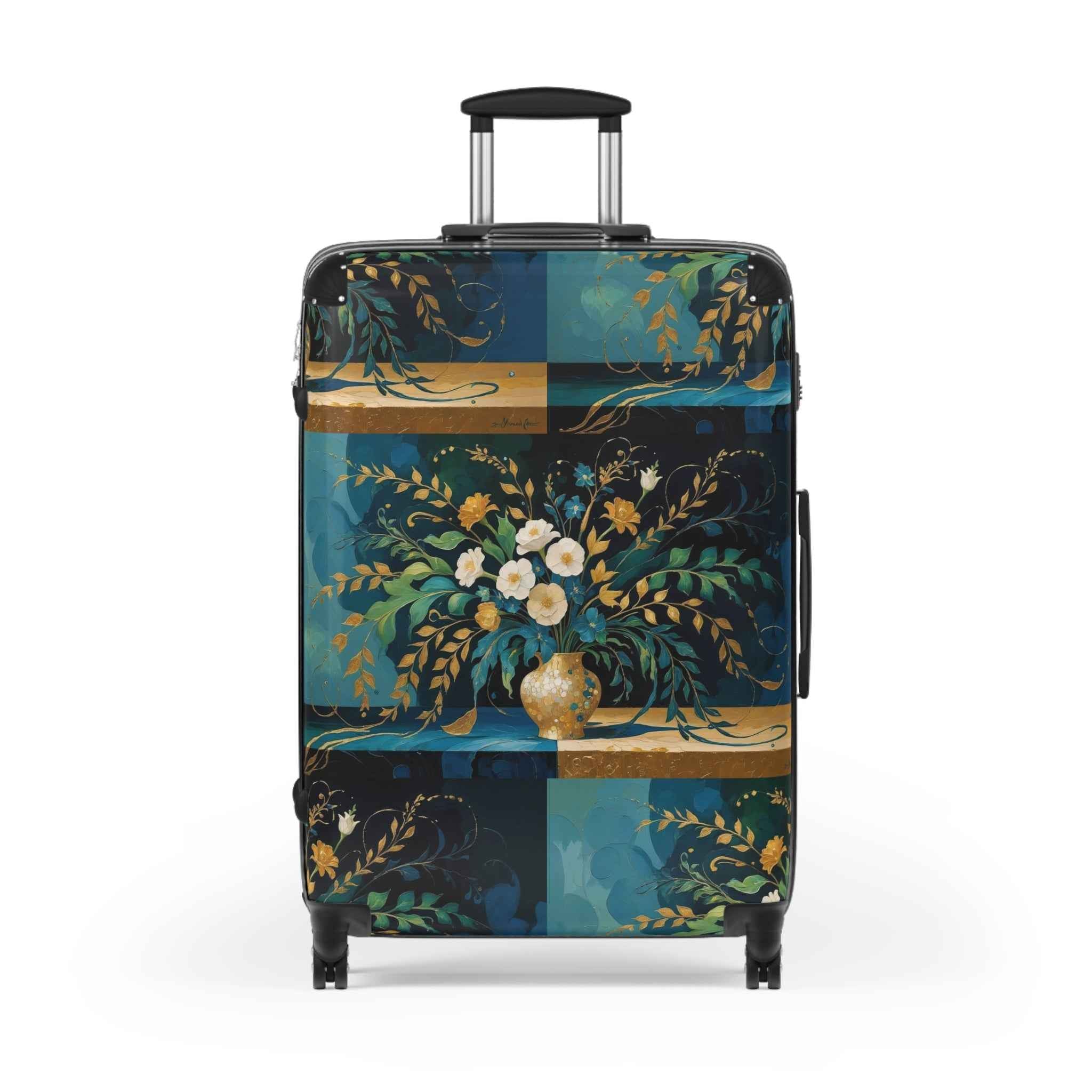Klimt Floral Print Suitcase - Exclusive Vintage Travel Luggage by Rosetta Creative Boutique for Getaways and Summer Trips - Rosetta Creative Boutique